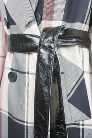 WTC-0012 Cream Check Luxury Style Wool Trench Coat ( Queen's Favorite )
