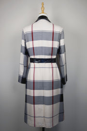WTC-0012 Cream Check Luxury Style Wool Trench Coat ( Queen's Favorite )