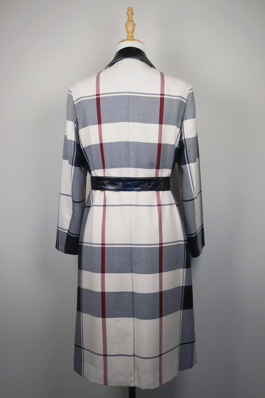 WTC-0012 Cream Check Luxury Style Wool Trench Coat ( Queen's Favorite )
