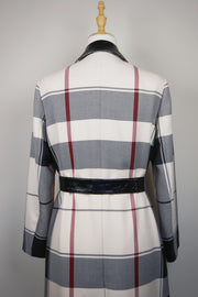 WTC-0012 Cream Check Luxury Style Wool Trench Coat ( Queen's Favorite )