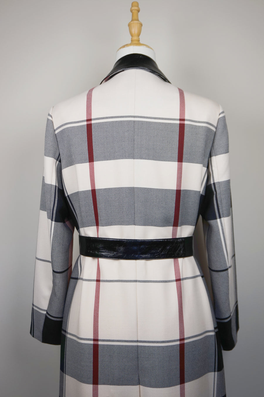 WTC-0012 Cream Check Luxury Style Wool Trench Coat ( Queen's Favorite )