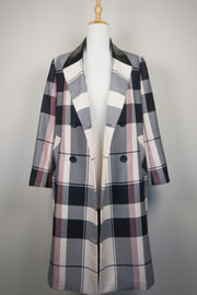 WTC-0012 Cream Check Luxury Style Wool Trench Coat ( Queen's Favorite )