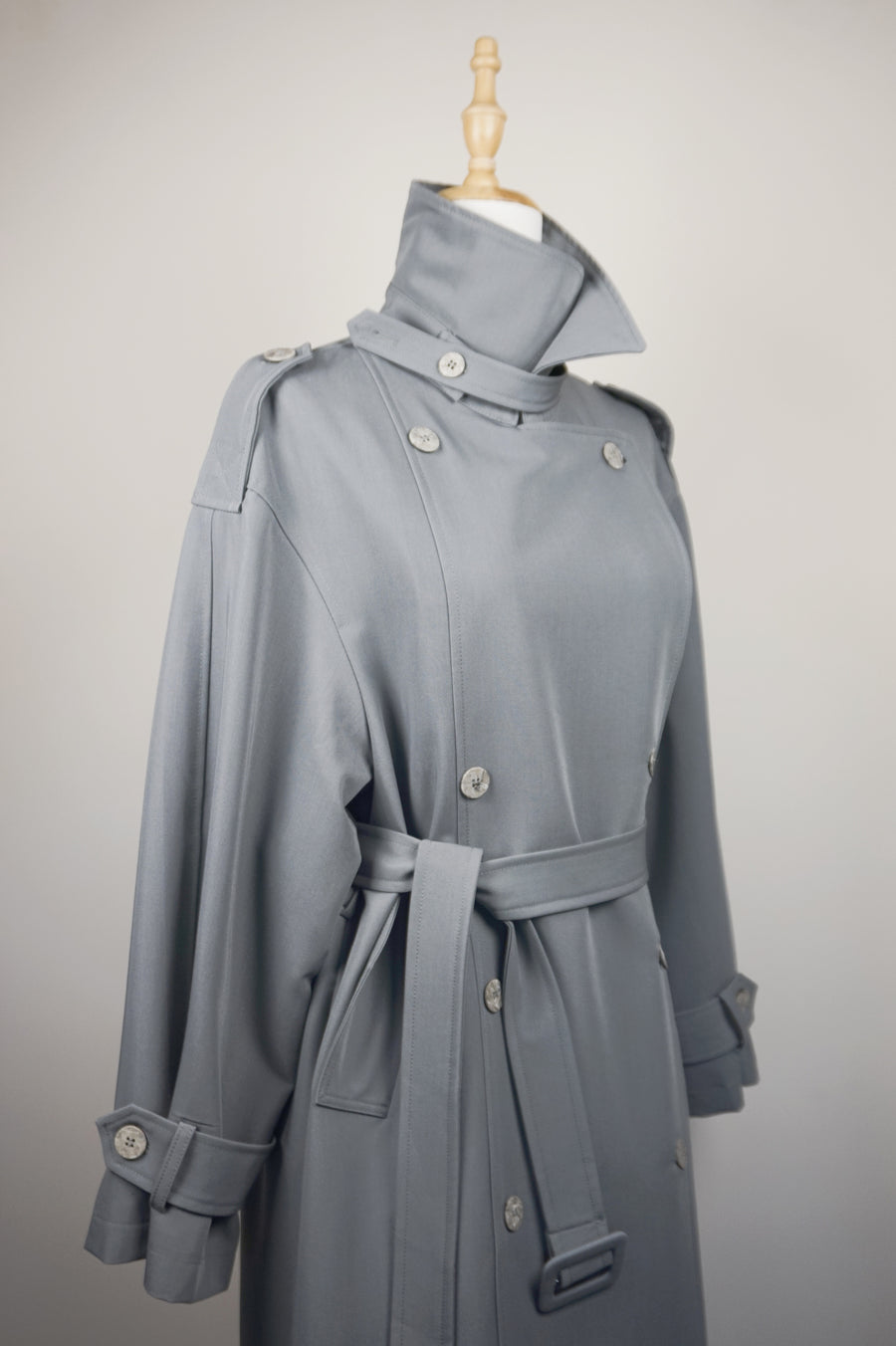 WTC-6845 Grey Casual Style Trench Coat