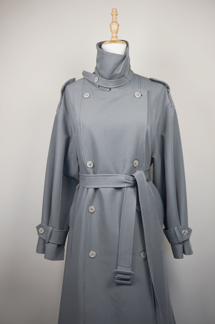 WTC-6845 Grey Casual Style Trench Coat