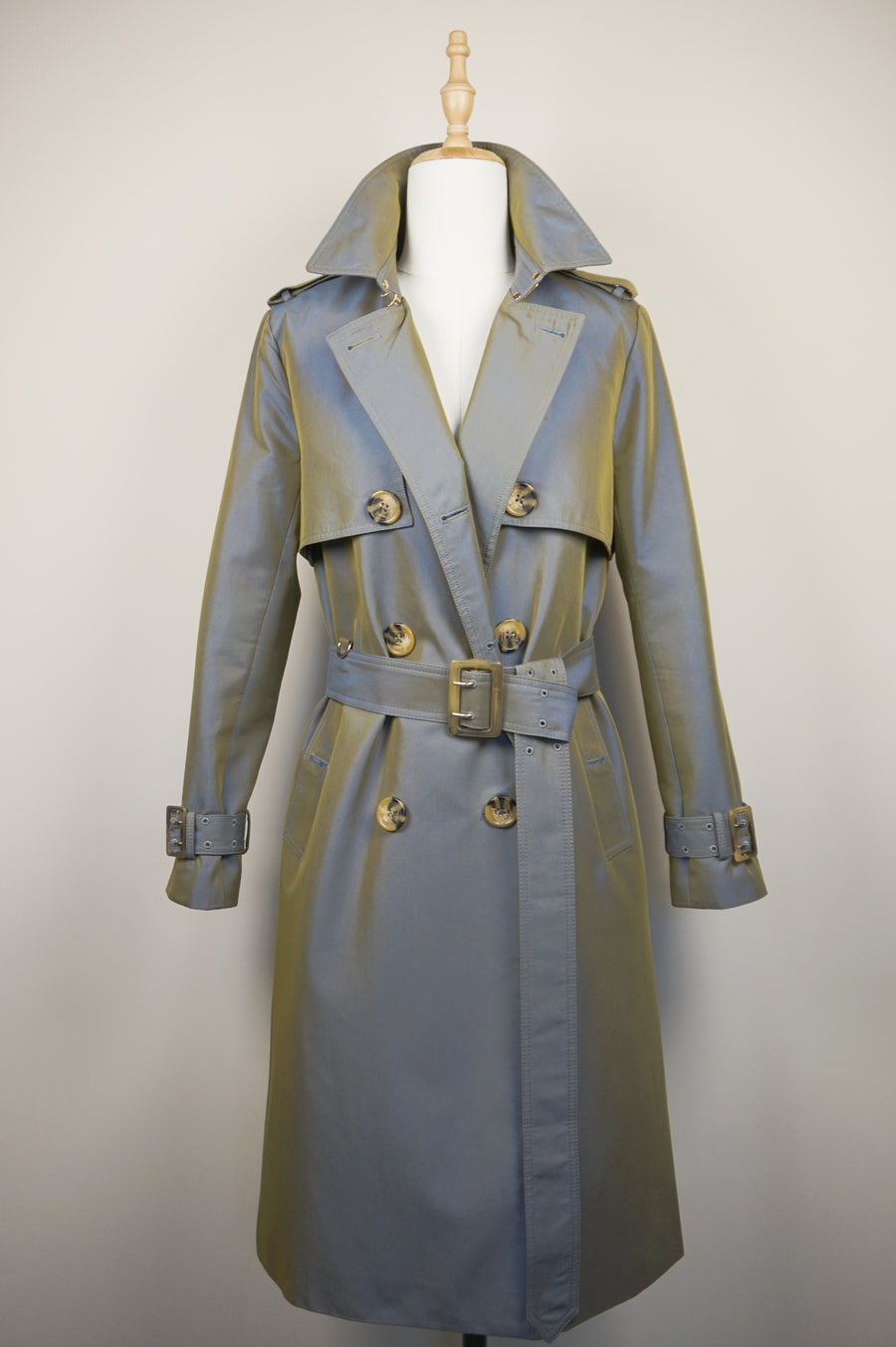 WTC-191352 Forest Green Luxury Style Chameleon Trench Coat ( Queen's Favorite )