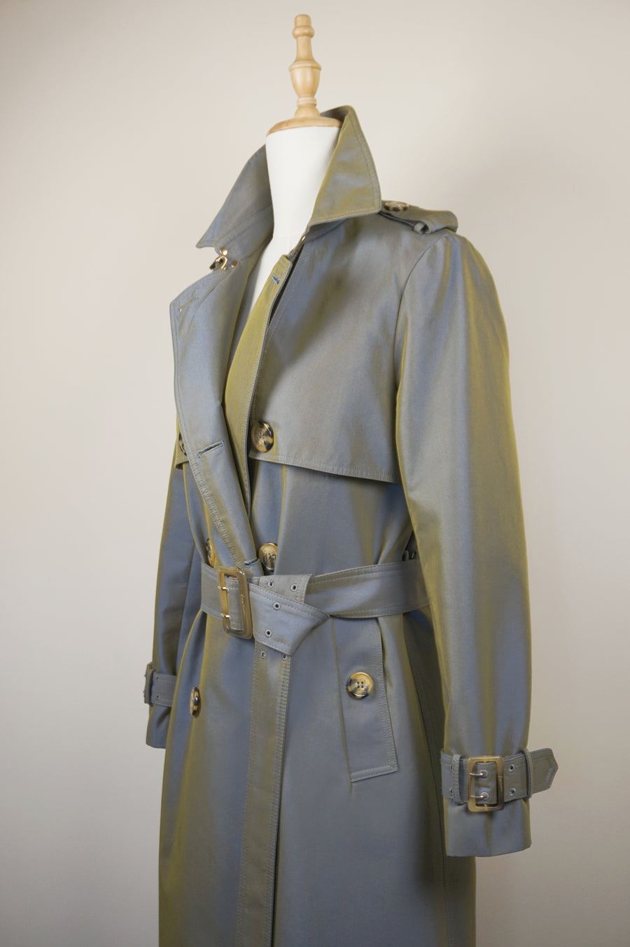 WTC-191352 Forest Green Luxury Style Chameleon Trench Coat ( Queen's Favorite )