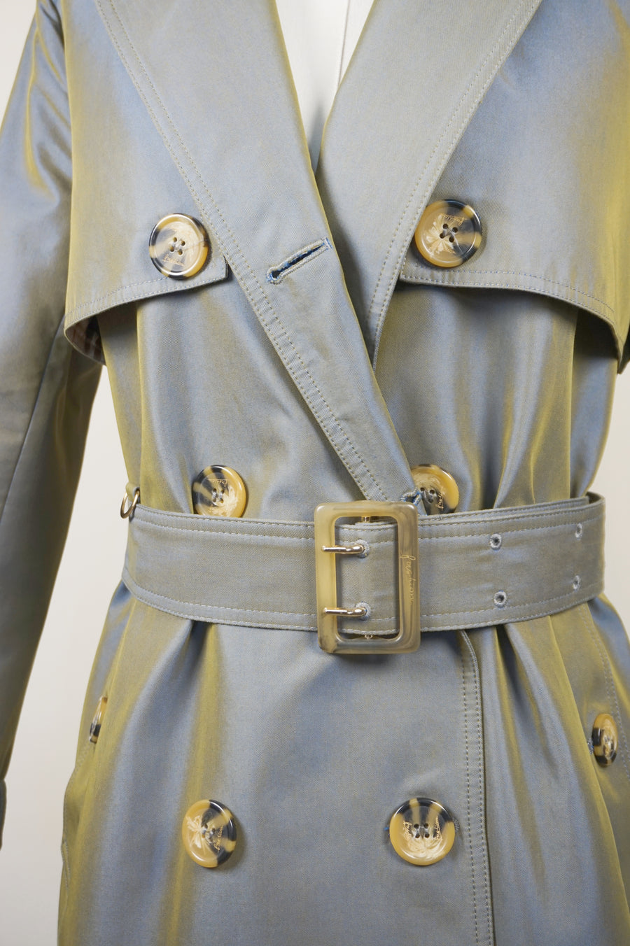 WTC-191352 Forest Green Luxury Style Chameleon Trench Coat ( Queen's Favorite )