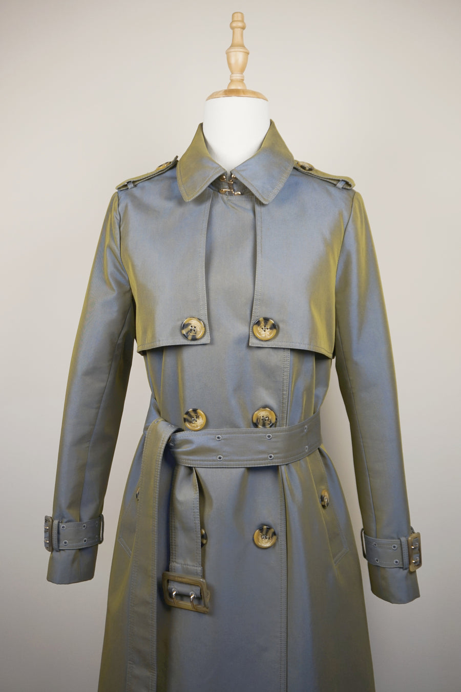 WTC-191352 Forest Green Luxury Style Chameleon Trench Coat ( Queen's Favorite )