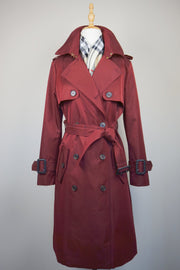WTC-1419 Wine Red Classic Style Trench Coat ( Scarf is not included )