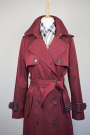 WTC-1419 Wine Red Classic Style Trench Coat ( Scarf is not included )