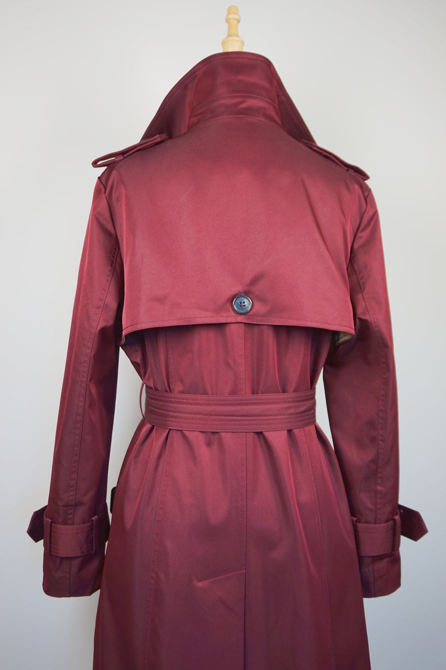 WTC-1419 Wine Red Classic Style Trench Coat ( Scarf is not included )