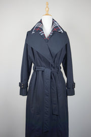 WTC-1418 Black Check Luxury Style Trench Coat ( check panel is detachable )