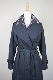 WTC-1418 Black Check Luxury Style Trench Coat ( check panel is detachable )