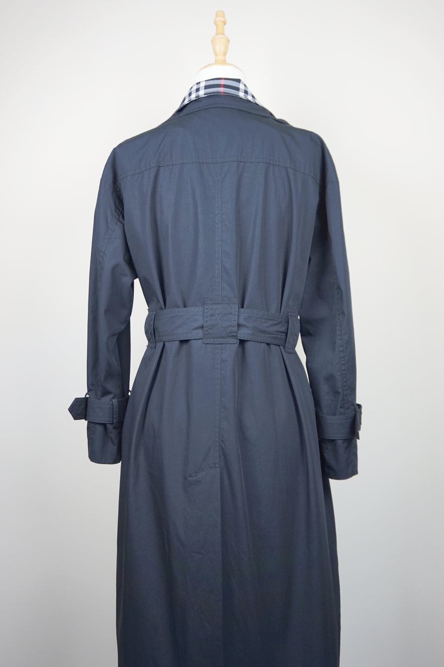 WTC-1418 Black Check Luxury Style Trench Coat ( check panel is detachable )