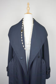 WTC-1418 Black Check Luxury Style Trench Coat ( check panel is detachable )