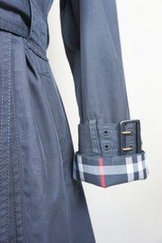 WTC-1418 Black Check Luxury Style Trench Coat ( check panel is detachable )
