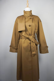 WTC-3354 Caramel Silk Cotton Trench Coat ( Water - Resistant )