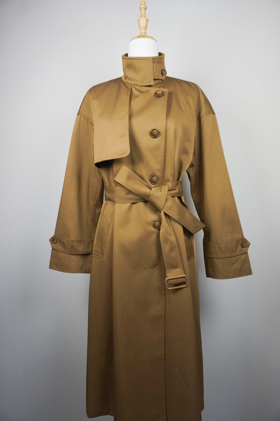 WTC-3354 Caramel Silk Cotton Trench Coat ( Water - Resistant )