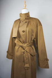 WTC-3354 Caramel Silk Cotton Trench Coat ( Water - Resistant )