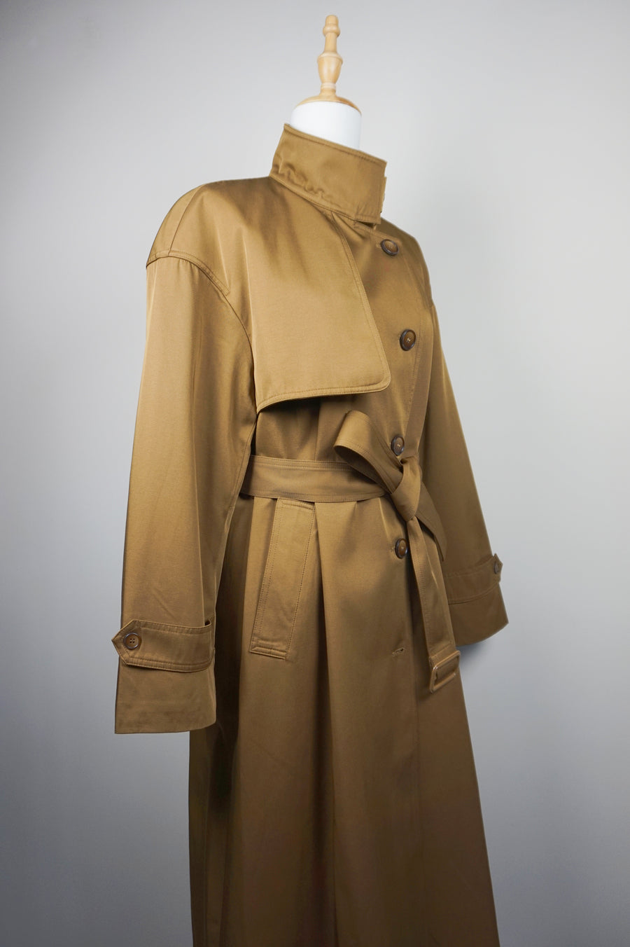 WTC-3354 Caramel Silk Cotton Trench Coat ( Water - Resistant )