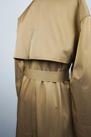 WTC-3354 Caramel Silk Cotton Trench Coat ( Water - Resistant )