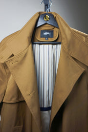 WTC-3354 Caramel Silk Cotton Trench Coat ( Water - Resistant )