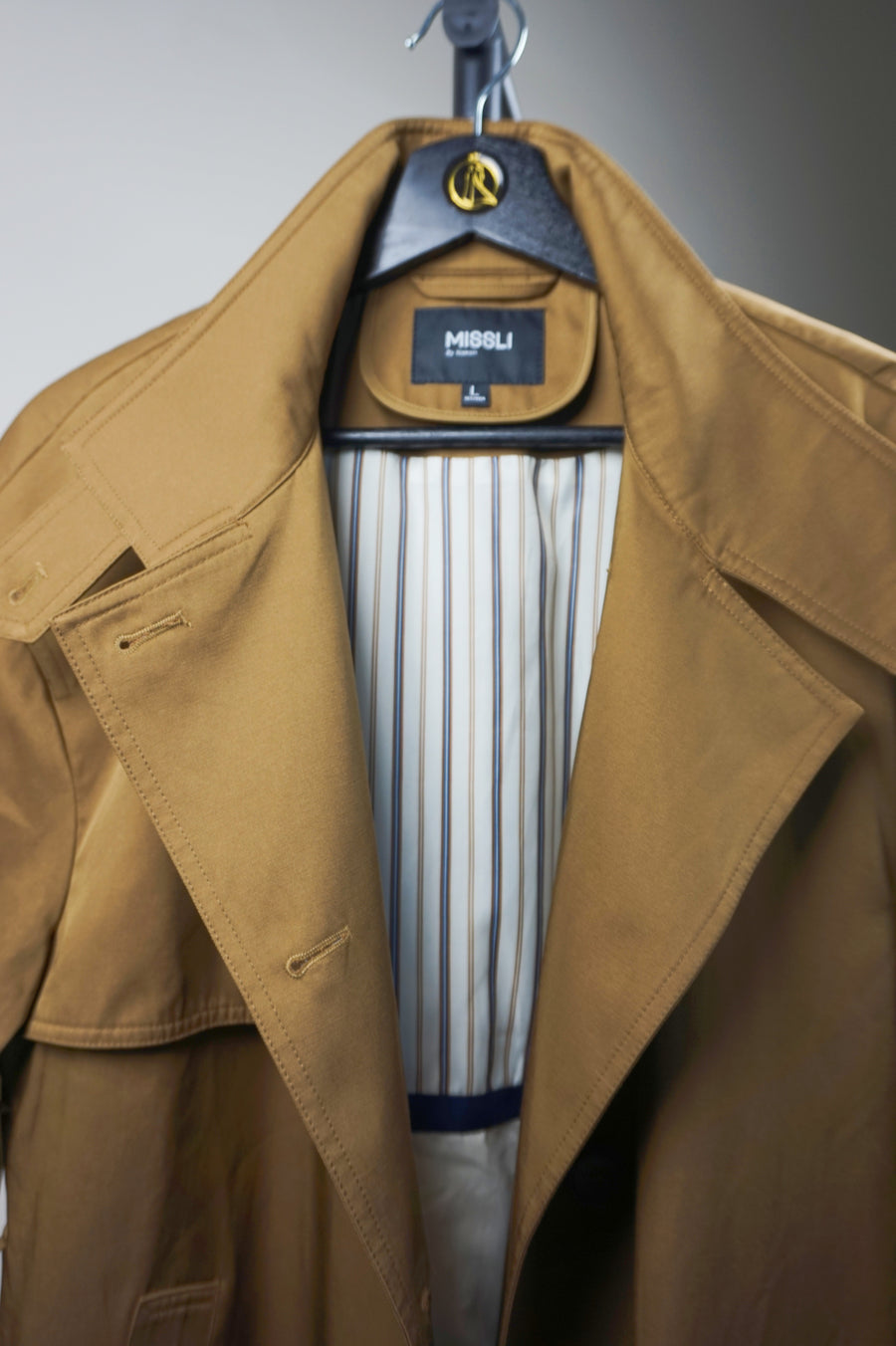 WTC-3354 Caramel Silk Cotton Trench Coat ( Water - Resistant )