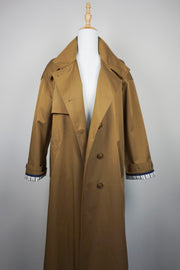 WTC-3354 Caramel Silk Cotton Trench Coat ( Water - Resistant )
