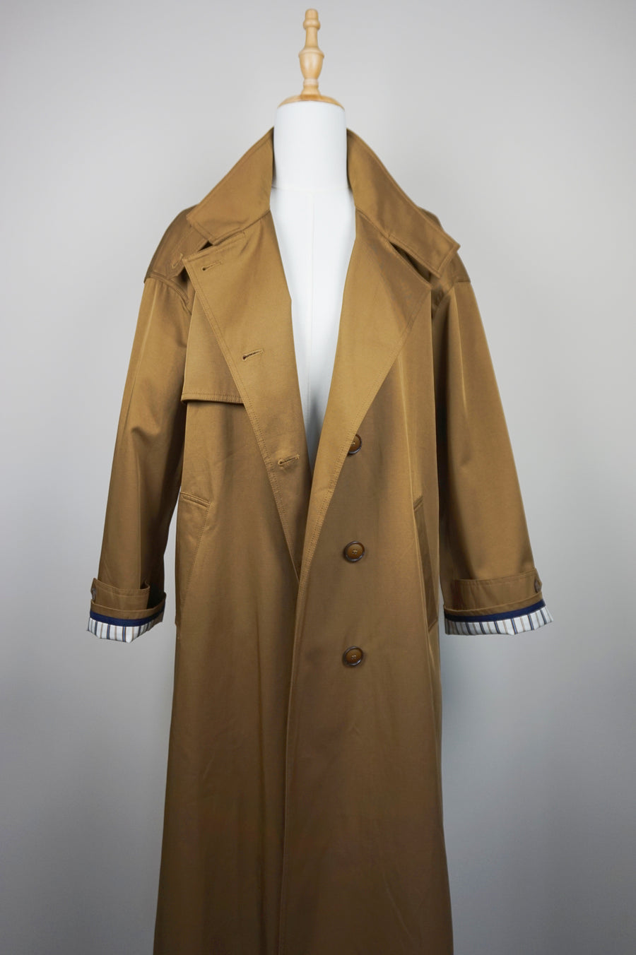 WTC-3354 Caramel Silk Cotton Trench Coat ( Water - Resistant )