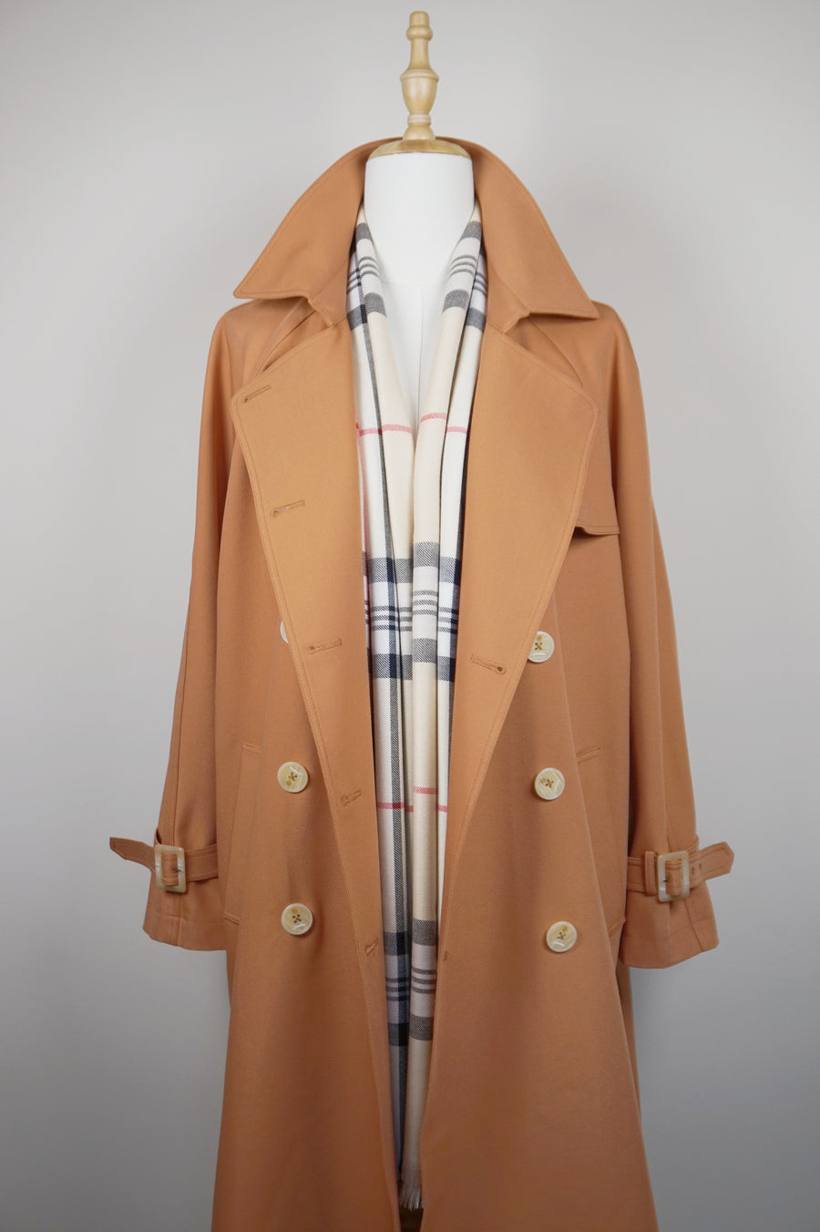 WTC-3913 Vintage Apricot Casual Style Trench Coat ( Scarf is not included )