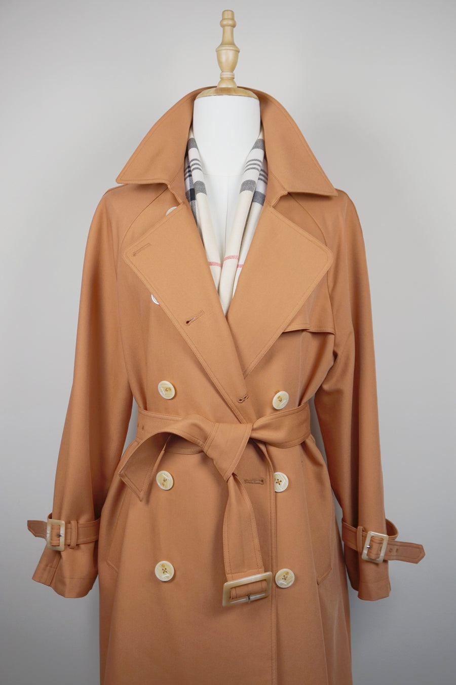 WTC-3913 Vintage Apricot Casual Style Trench Coat ( Scarf is not included )