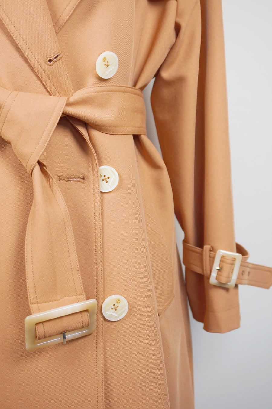 WTC-3913 Vintage Apricot Casual Style Trench Coat ( Scarf is not included )