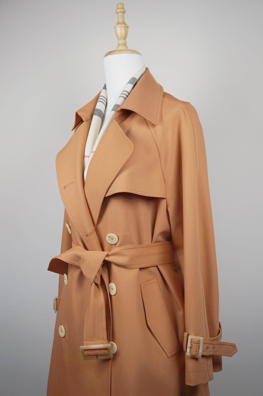 WTC-3913 Vintage Apricot Casual Style Trench Coat ( Scarf is not included )