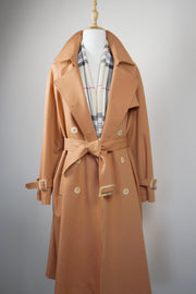 WTC-3913 Vintage Apricot Casual Style Trench Coat ( Scarf is not included )
