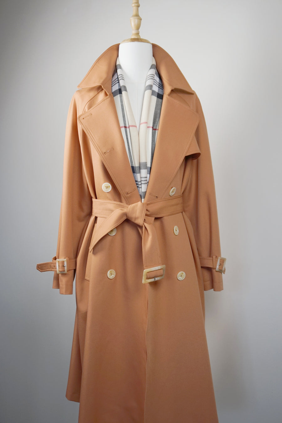 WTC-3913 Vintage Apricot Casual Style Trench Coat ( Scarf is not included )