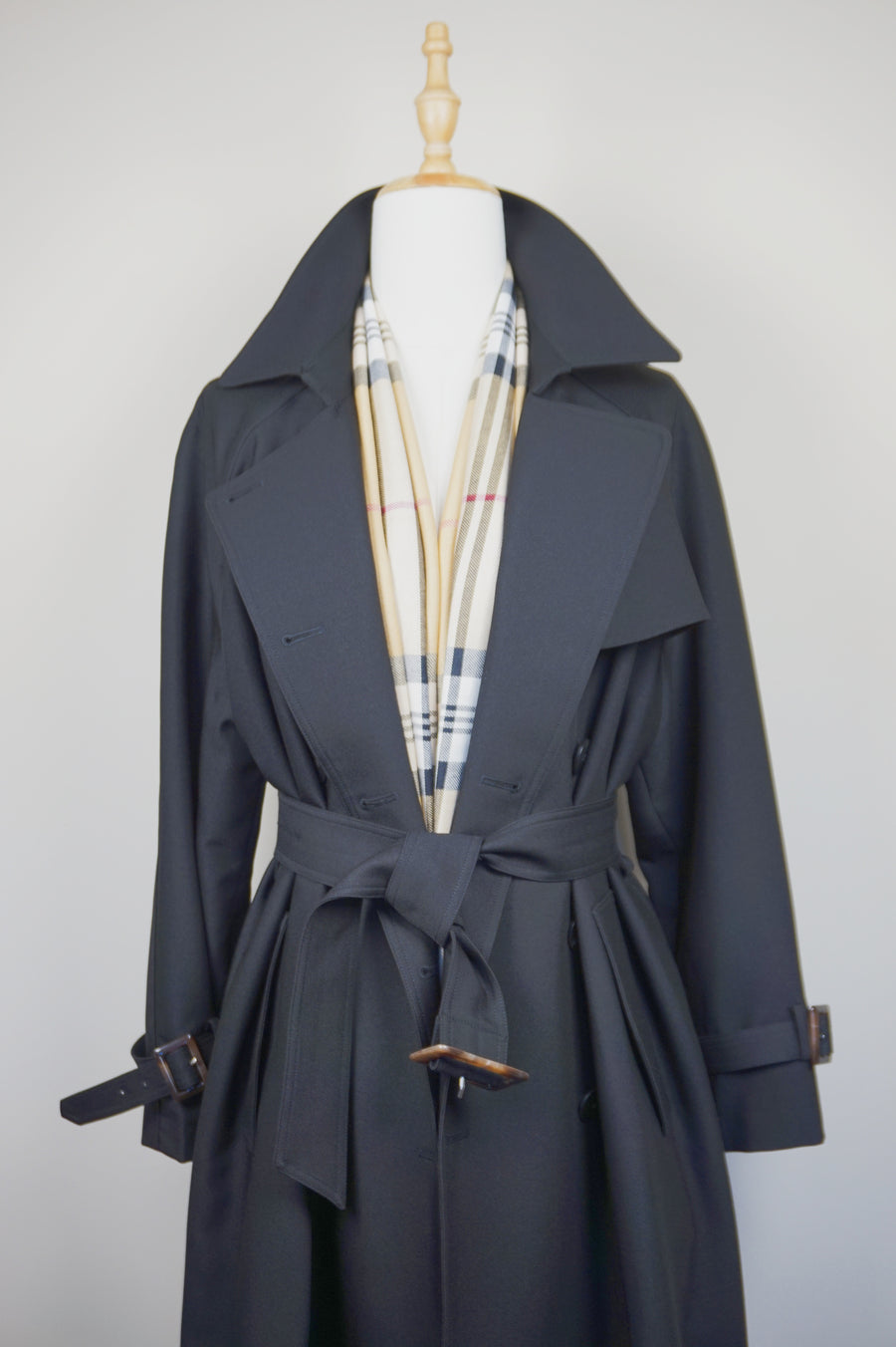 WTC-3914 Black Casual Style Trench Coat ( Scarf is not included )