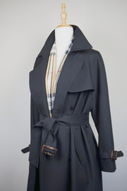 WTC-3914 Black Casual Style Trench Coat ( Scarf is not included )
