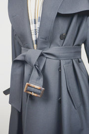 WTC-3914 Black Casual Style Trench Coat ( Scarf is not included )