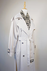 WTC-0416 Off-White Casual Style Trench Coat ( Scarf is not included )