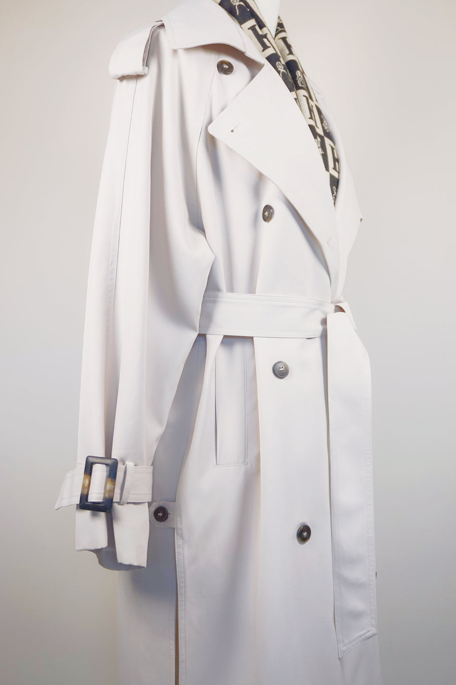 WTC-0416 Off-White Casual Style Trench Coat ( Scarf is not included )