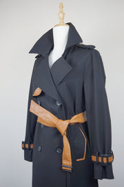 WTC-9002 Black & Brown Chic Style Trench Coat