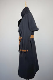 WTC-9002 Black & Brown Chic Style Trench Coat
