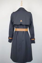 WTC-9002 Black & Brown Chic Style Trench Coat