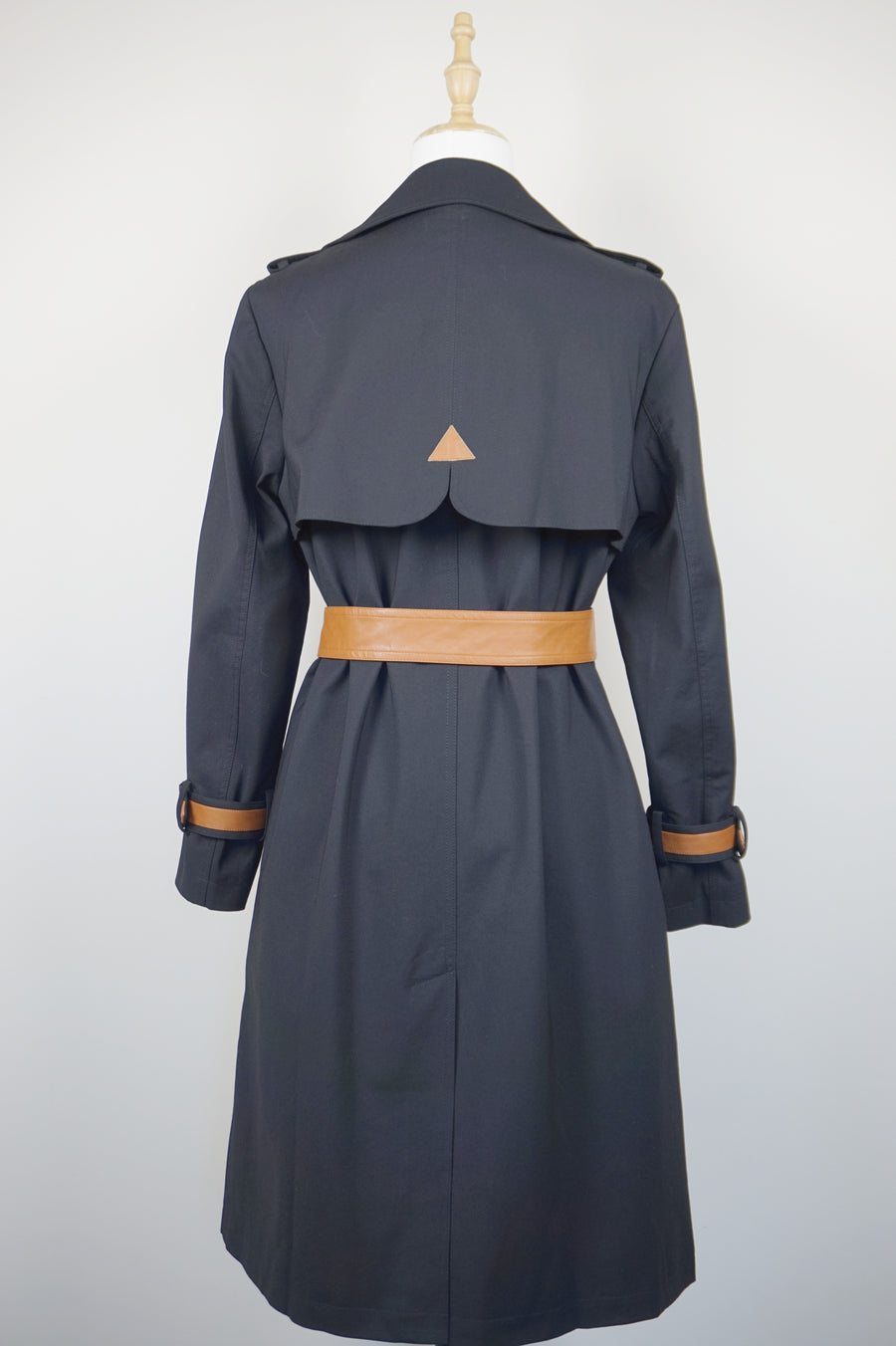WTC-9002 Black & Brown Chic Style Trench Coat