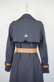 WTC-9002 Black & Brown Chic Style Trench Coat