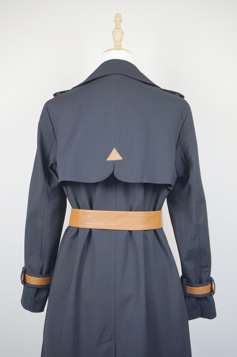 WTC-9002 Black & Brown Chic Style Trench Coat