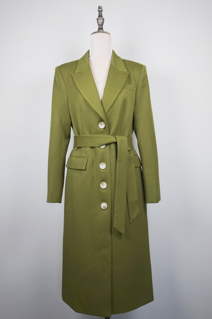 WTC-AW026 Olive Green / Camel Business Style Trench Coat