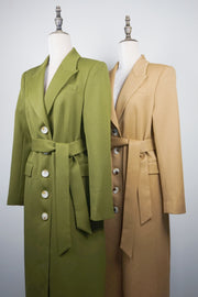 WTC-AW026 Olive Green / Camel Business Style Trench Coat