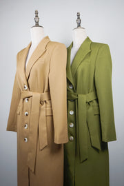 WTC-AW026 Olive Green / Camel Business Style Trench Coat