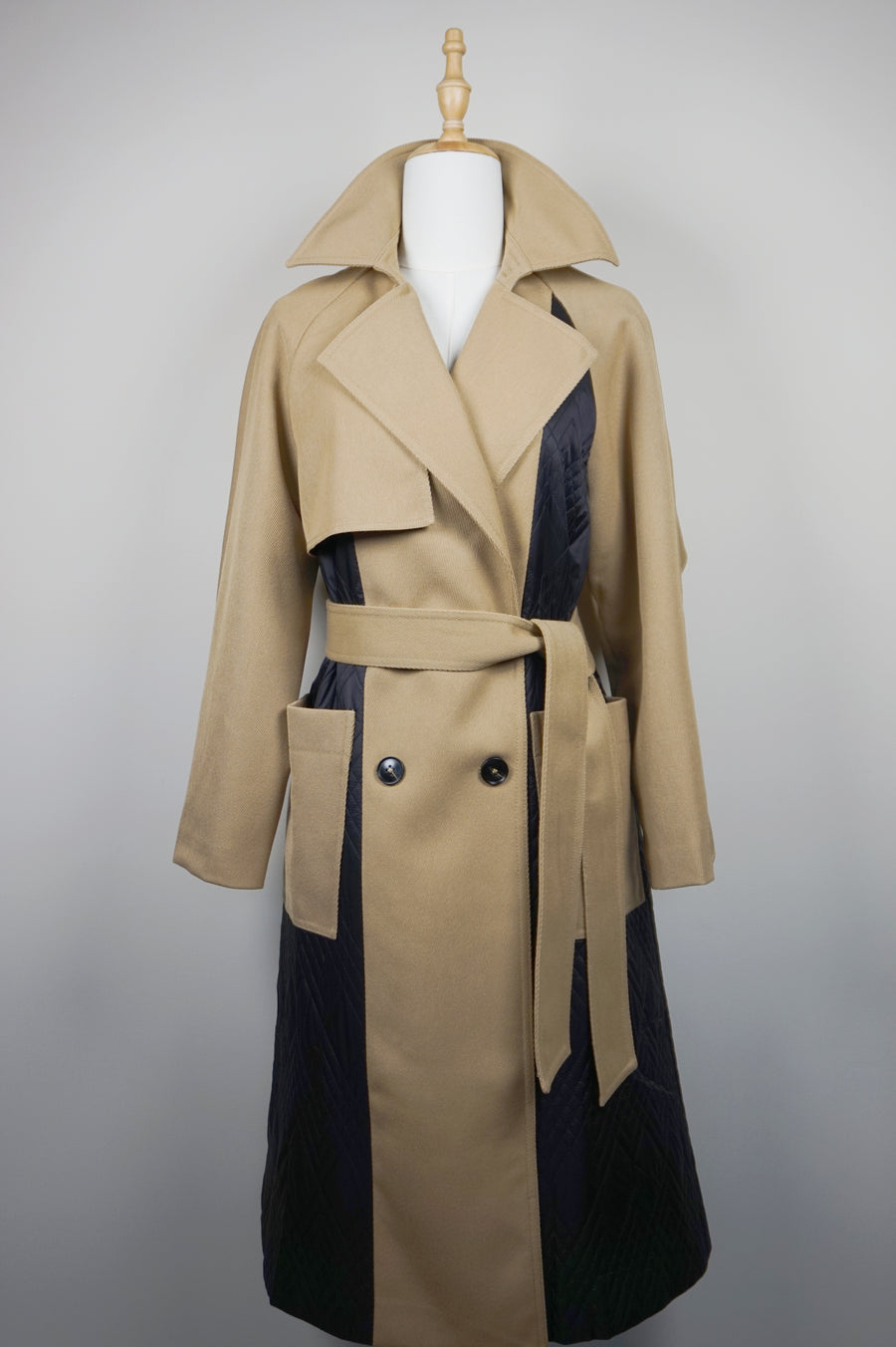 WTC-4S675 Camel & Black Padded Trench Coat